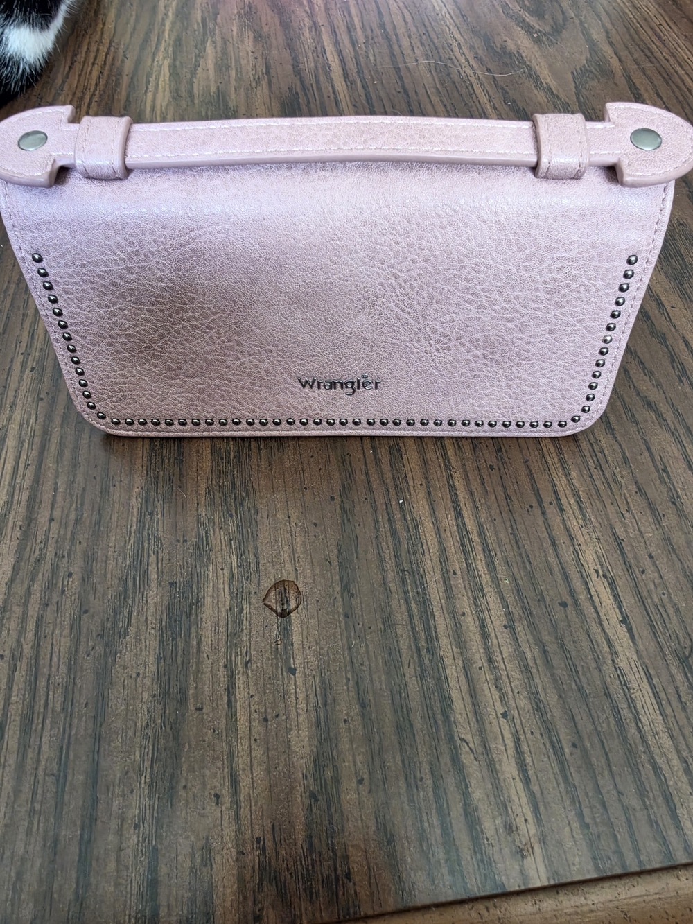 Wrangler Metallic Light Pink Studded Wristlet Clutch